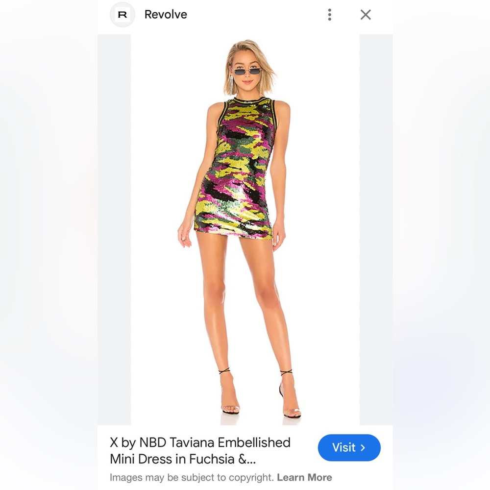 X by NBD Atlantis Sequin Mini Dress in Pink, Yellow, and Black